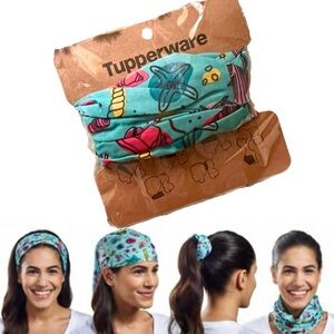 Bandanna Beach Scarf Headband Scrunchie Gator Bandeau Ocean Teal OS Tupperware